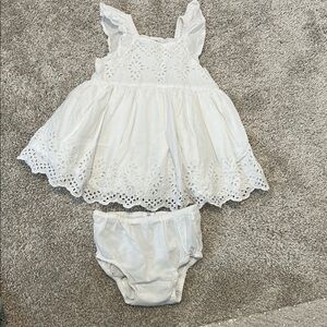 White Eyelet Dress and Bloomers Set